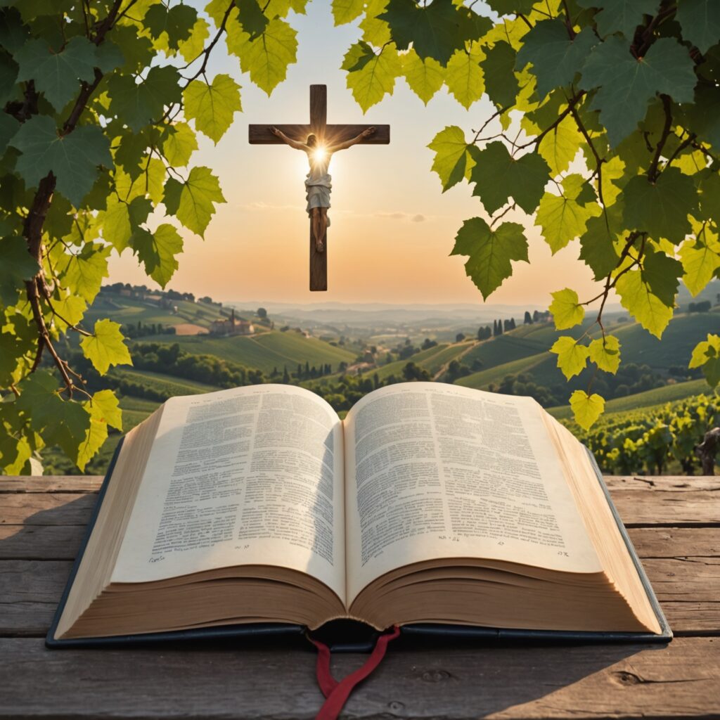 Imagem representativa da conexão com Cristo através da metáfora da videira e os ramos