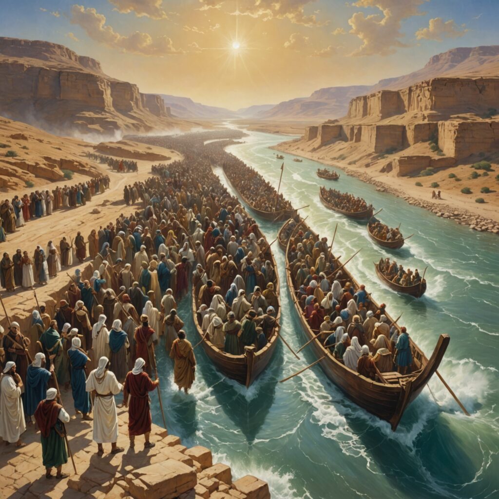 Travessia do Jordão - Divisão das águas e passagem do povo de Israel em terra seca