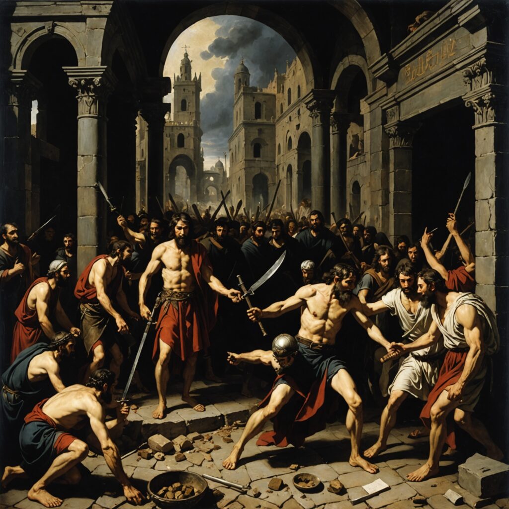 Imagem representativa do pecado de Acã e suas consequências