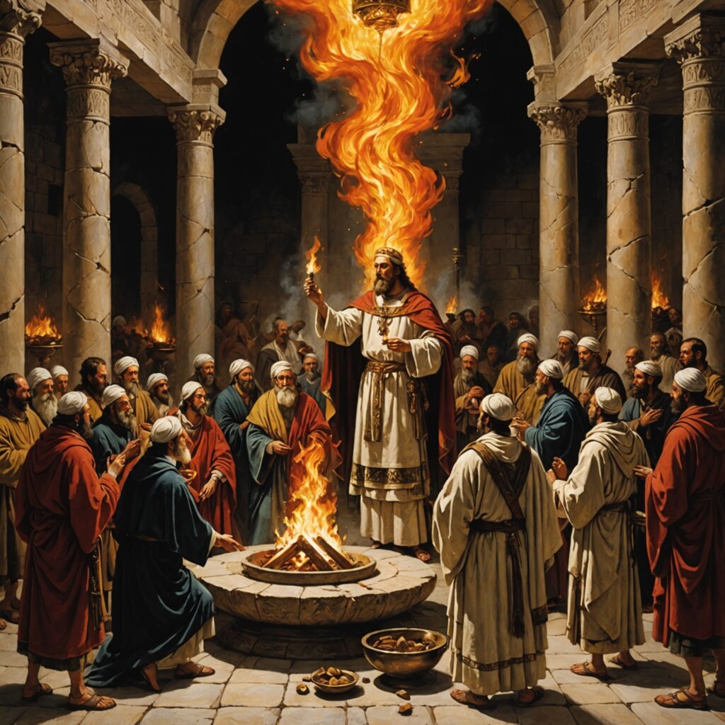 Sacerdotes realizando sacrifícios perante o Senhor