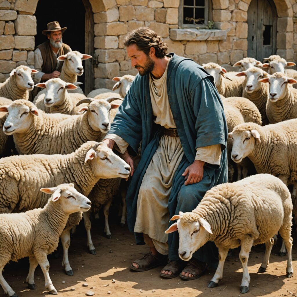 Imagem representativa das parábolas da ovelha perdida, da moeda perdida e do filho pródigo