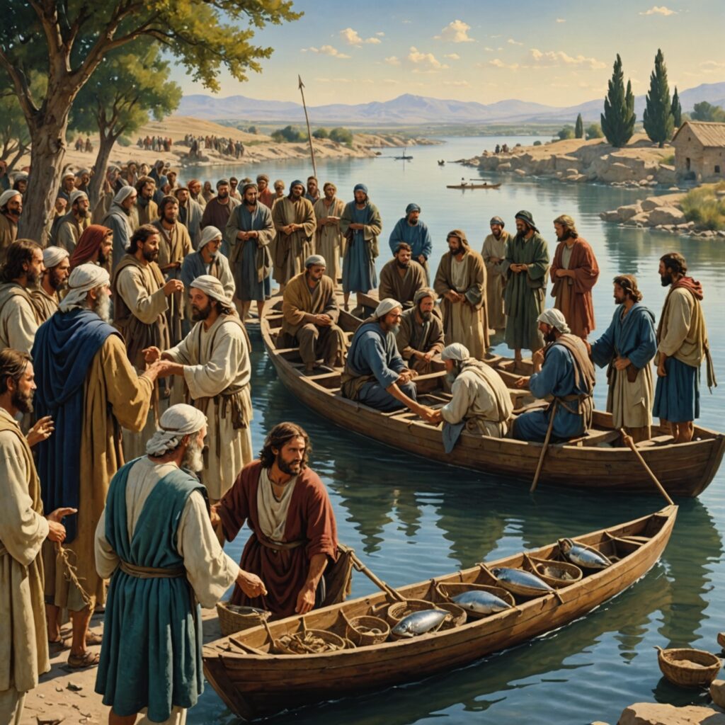 Imagem representativa dos milagres e ensinamentos de Jesus aos primeiros discípulos