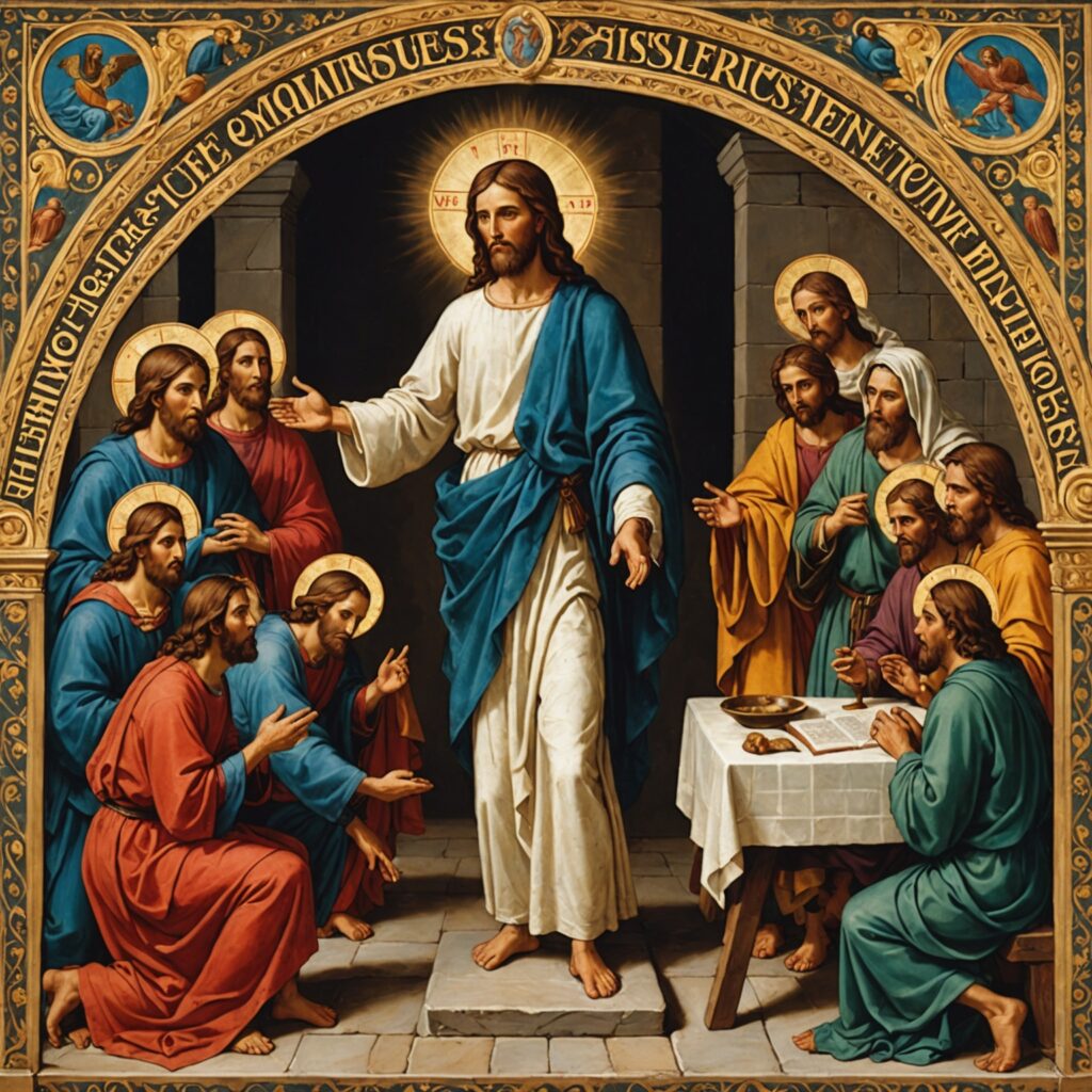 Imagem representativa dos milagres de Jesus e sua interação com seguidores