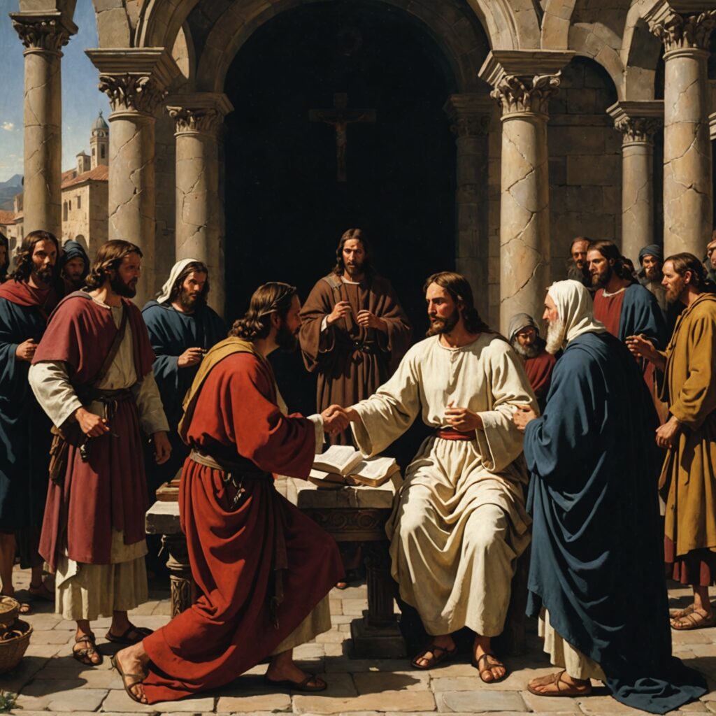 Ilustração do capítulo de Mateus 16 da Bíblia