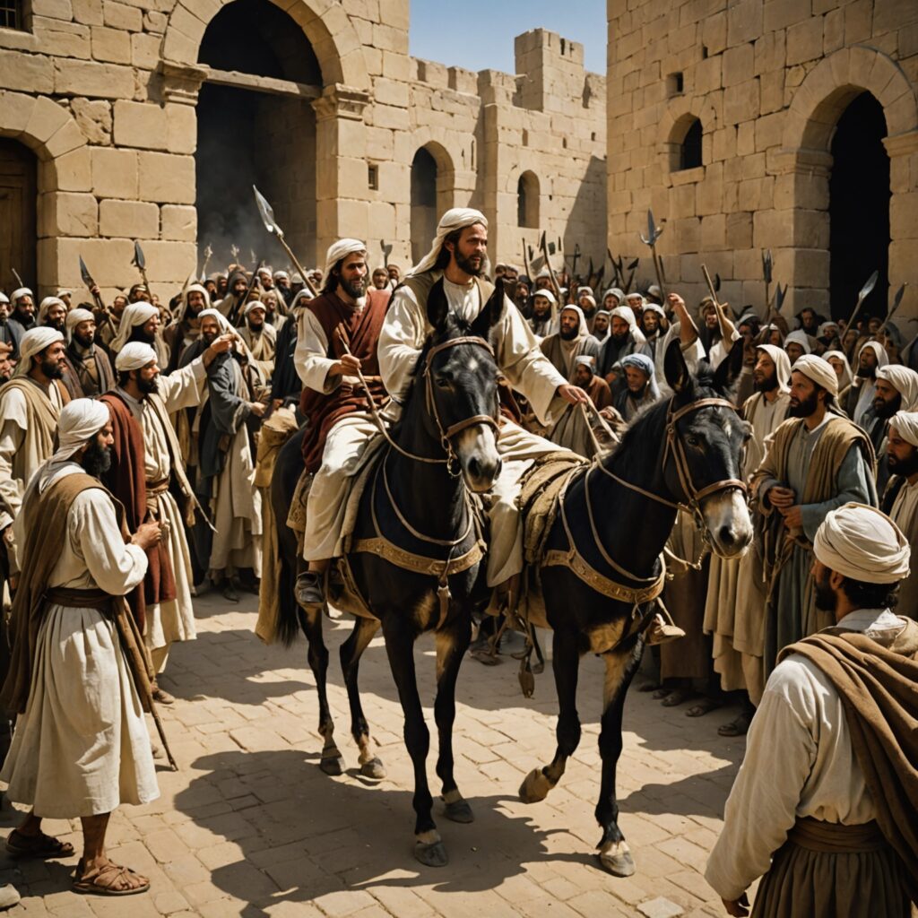 Imagem da entrada triunfal de Jesus em Jerusalém