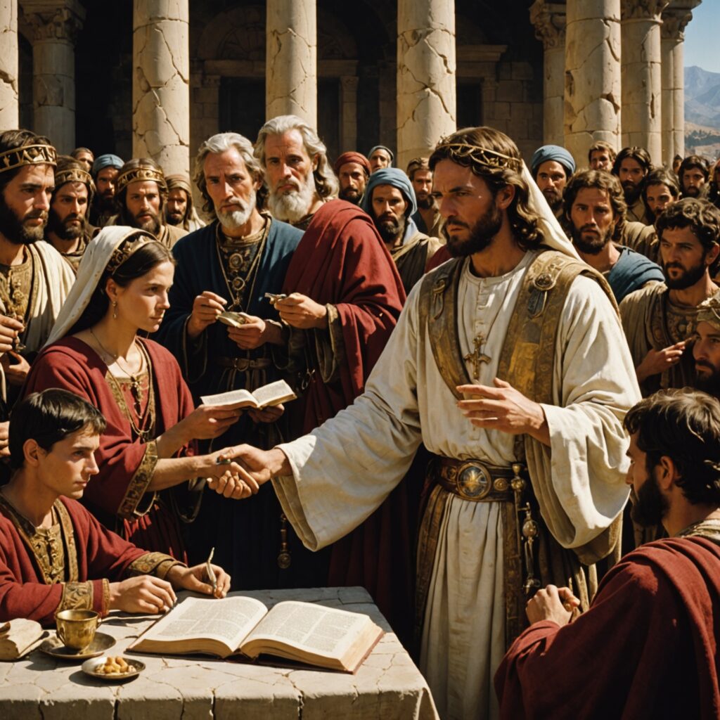 Imagem representativa do capítulo da Bíblia sobre o Banquete de Casamento, Pagar Impostos a César e Ensinos de Jesus