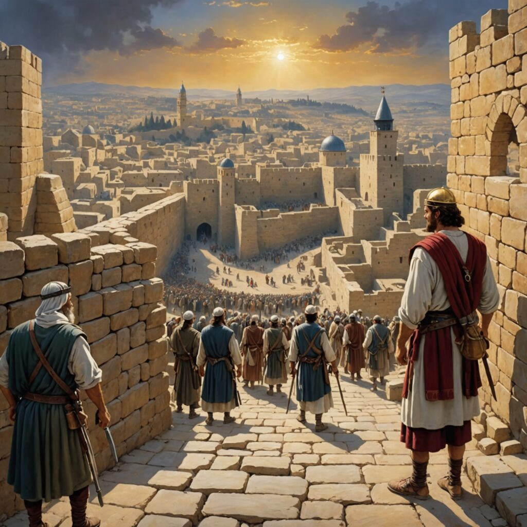 Neemias lidera a reconstrução dos muros de Jerusalém