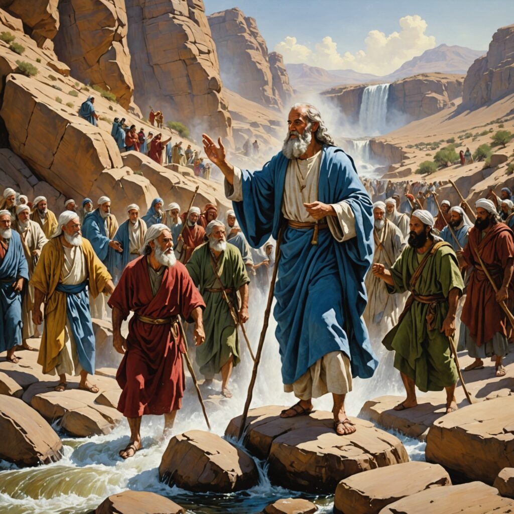 Moisés faz sair água do rochedo - Milagre no Deserto