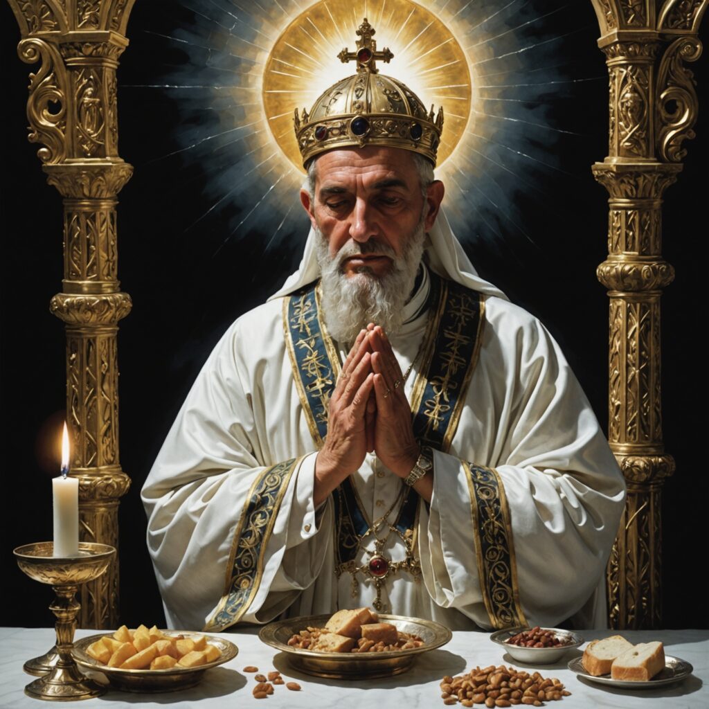 Ilustração de um nazireu em oração, simbolizando consagração e abstinência para o Senhor.