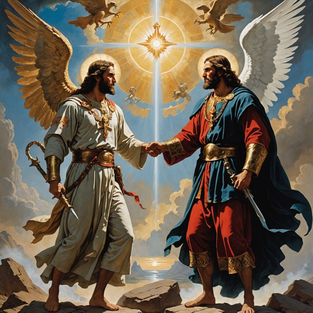 Imagem representando a dualidade entre ações humanas e intervenção divina