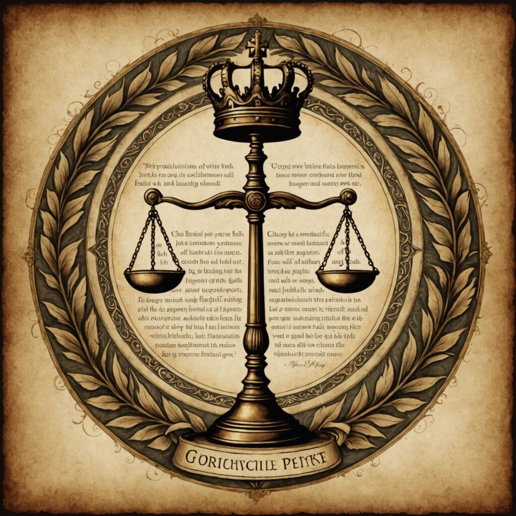 Imagem inspiradora com elementos simbólicos da sabedoria e justiça