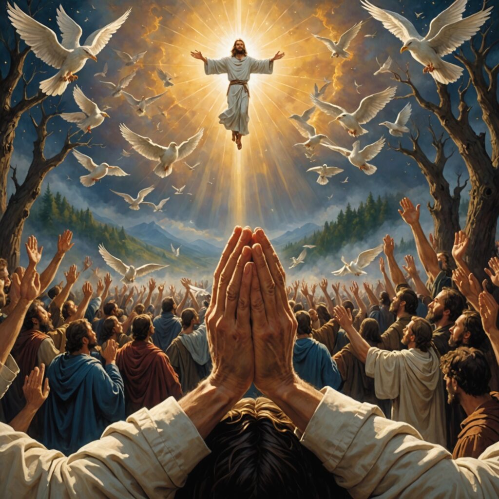 Ilustração de mãos em oração buscando proteção divina