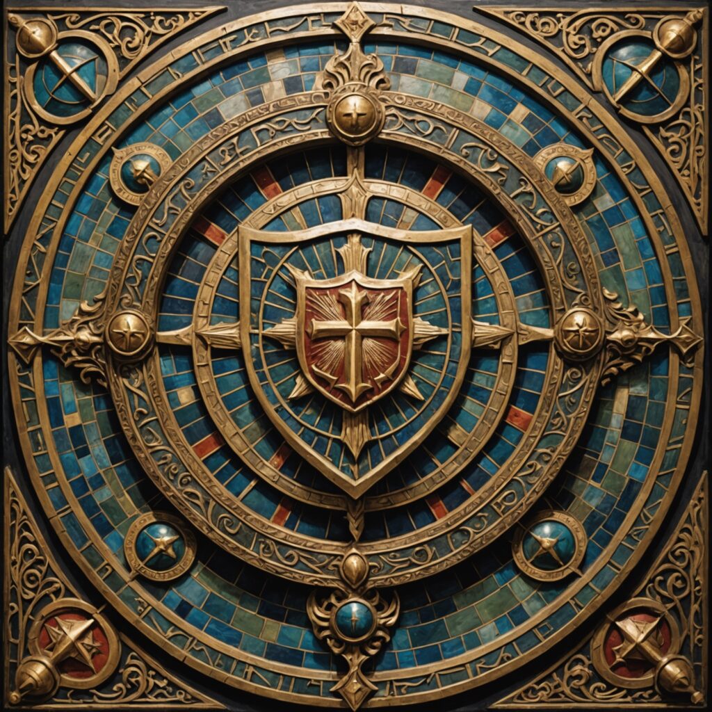 Ilustração de um escudo divino protegendo o salmista