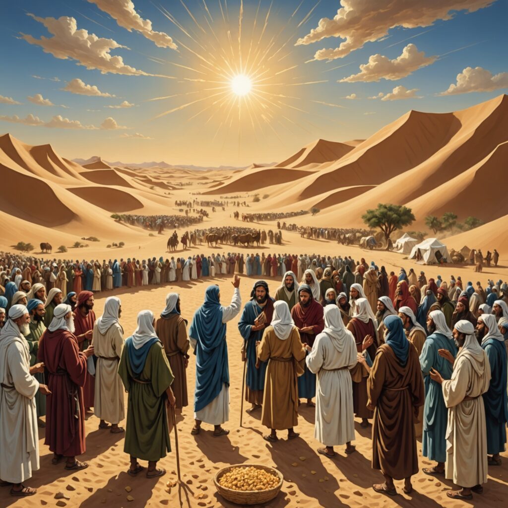 Provisão divina no deserto: Deus fornecendo maná para o povo de Israel